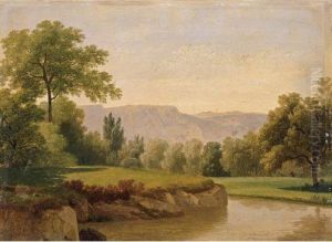 River Landscape With A View Of Saleve