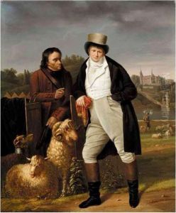 A Portrait Of A Gentleman With A
 Shepherd In An Extensive Parkland Landscape, With A Schloss Beyond