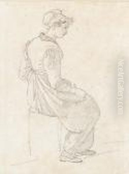 A Seated Girl In Profile To The Right - view 1