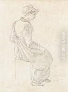 A Seated Girl In Profile To The Right A Seated Girl In Profile To The Right