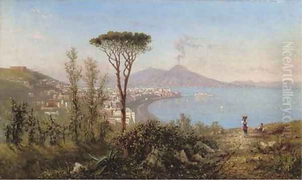 Naples and Castello dell'Ovo with Mount Vesuvius beyond - view 1
