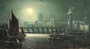 The Palace of Westminster in the moonlight