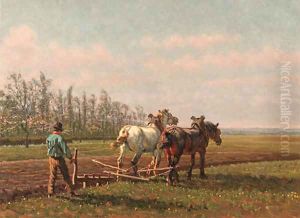A plough team by Cornelis Albertus Johannes Schermer