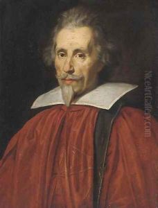 Portrait of a gentleman, half-length, in the red robes of the Knights of Malta by Genoese School