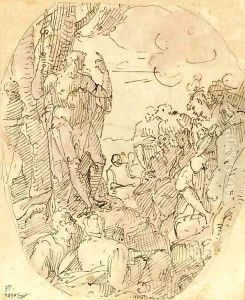 Saint John the Baptist preaching by Genoese School