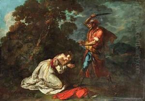 The beheading of a female saint by Genoese School