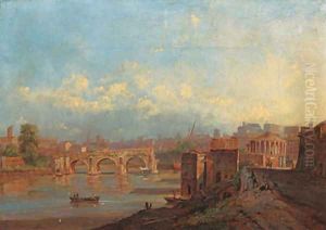 View of Rome with the Ponte Rotto and the Temple of Vesta by Jacob George Strutt