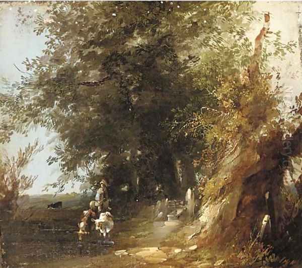 A herdsman watering his cattle - view 1