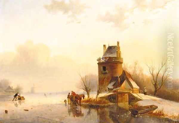A tower by a frozen lake - view 1