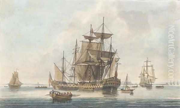A calm at the entrance into Portsmouth, by J. Clark and J. Harribal - view 1