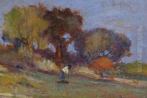 A Figure On A Hillside by Ludovico Tommasi