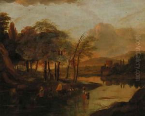 Peasants fording a river by Jan Siberechts