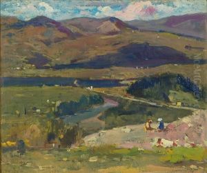 Paesaggio Collinare Con Figure by Ludovico Tommasi