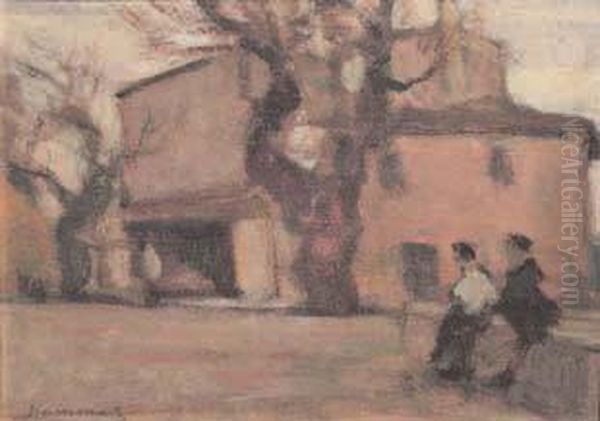 Paese Toscano Con Figure - view 1