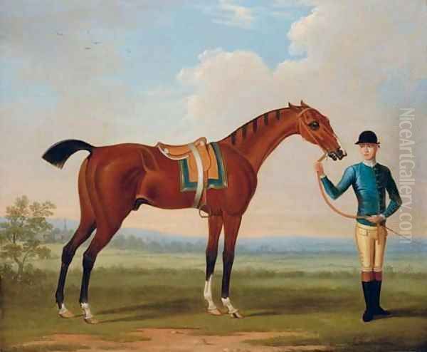Flying Childers held by a groom in an extensive landscape - view 1