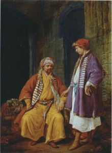 Two Turkish Merchants Conversing by Jacob Van Toorenvliet