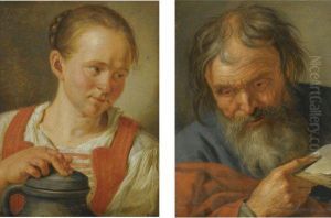 A Girl Holding A Jug by Jacob Van Toorenvliet