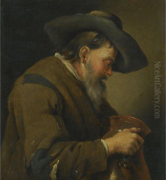 An Old Man Holding A Jug by Jacob Van Toorenvliet