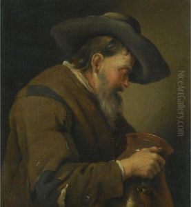 An Old Man Holding A Jug