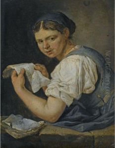 A Young Woman Reading A Letter by Jacob Van Toorenvliet