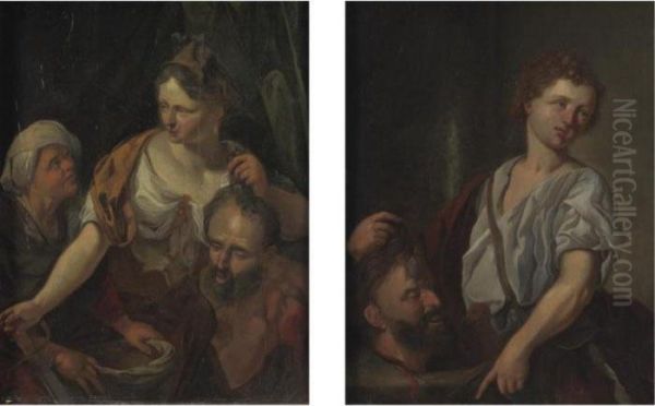 Judith With The Head Of
Holofernes And David With The Head Of Goliath: A Pair Of Paintings - view 1