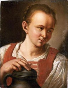 A Girl Holding A Jug
