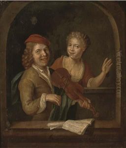 A Couple At A Casement, The Gentleman Playing The Violin