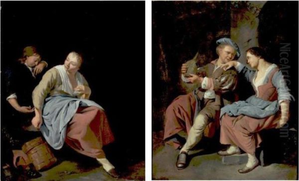 Two Peasants With A Jug; A Young Man Asleep In A Tavern - view 1