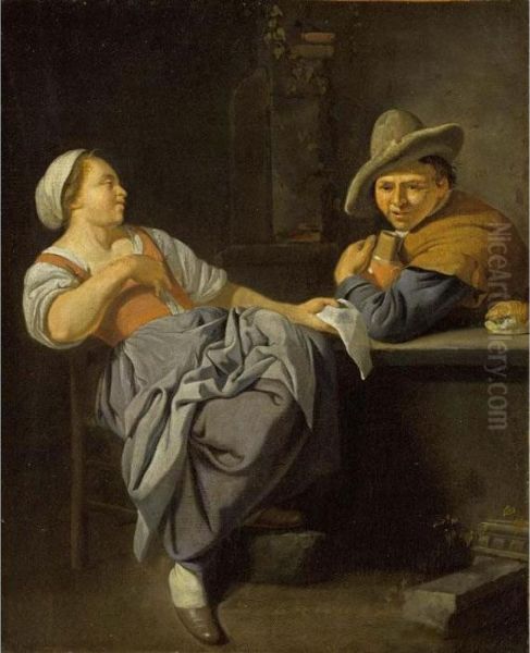 A Couple Sitting At A Table In An Inn - view 1