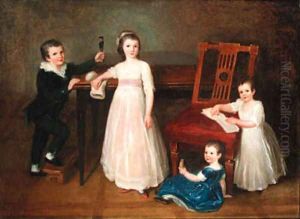 Group portrait of the Bondely children Albert, Justine, Sophie and Emilie Bondely