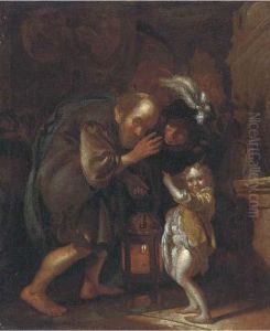 An Old Man Holding A Lantern by Jacob Van Toorenvliet