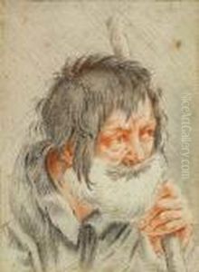 Study Of A Bearded Man With A Walking Stick