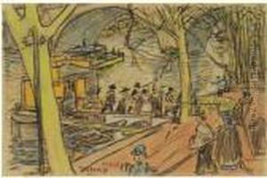 Seine Kade Te Parijs Met Figuren