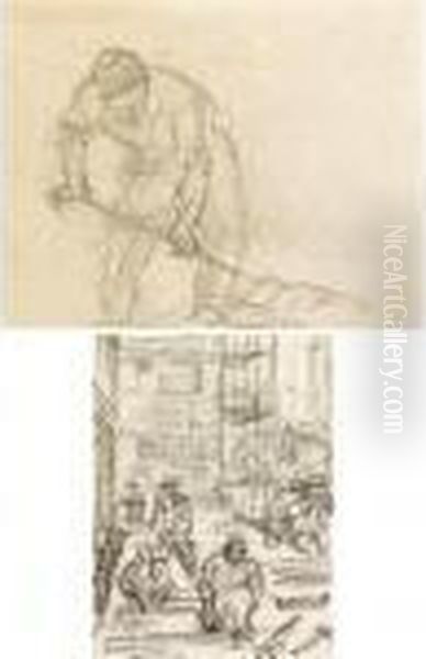 Recto: A Buildingsite; Verso: A Man Digging - view 1