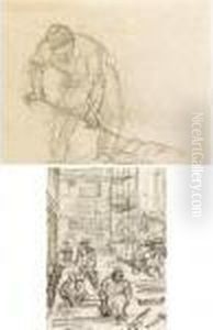Recto: A Buildingsite; Verso: A Man Digging
