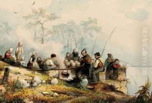 The fishing party by Caspar Johann Nepomuk Scheuren