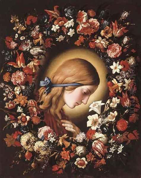 The Virgin Annunciate surrounded by a garland of flowers - view 1