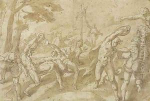 Moses casting down the Brazen Serpent by Haarlem School