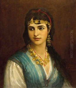 An oriental beauty by Julius Josephus Gaspard Starck