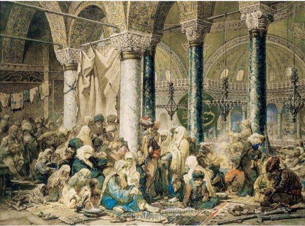 Refugies Dans Une Galerie De La Mosquee Sainte Sophie, D'apres Amadeo Preziosi - view 1