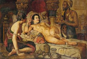 Odaliske Mit Diener Und Dienerin Im Harem