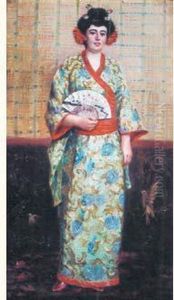 Femme En Costume Japonais by Gyula Tornai