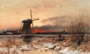 A winter landscape by Piet Schipperus