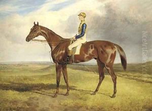 James Goater on Sultan, winner of the Newmarket Cambridgeshire 1855, in a landscape James Goater on Sultan, winner of the Newmarket Cambridgeshire 1855, in a landscape