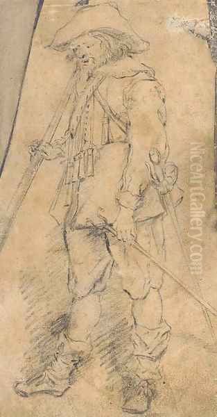 A musketeer looking down to the left - view 1