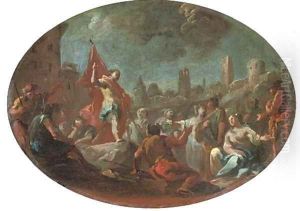 A bozzetto Saint George after his triumph over the dragon by Francesco Solimena