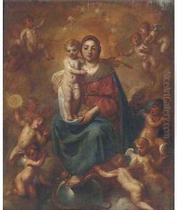 The Madonna and Child Enthroned by Francesco Solimena
