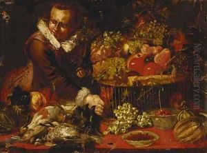 A youth with a basket of grapes A youth with a basket of grapes