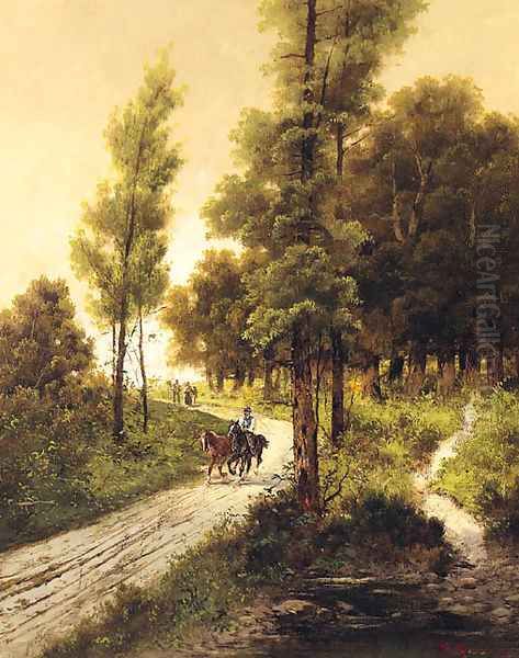 Travellers on a Track in a wooded Landscape - view 1