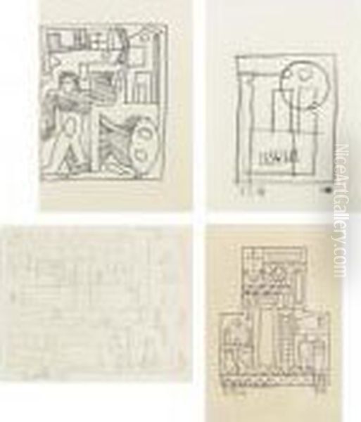A Group Of Four Drawings:
Abstract Constructivo; Untitled; Disque; Constructivo Con Formas - view 1